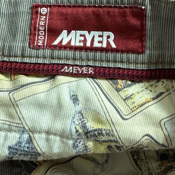 Meyer Jeans Mens Sz 35 / 31 Tan cotton blend Diego pin striped Modern Fit chino - Picture 12 of 14